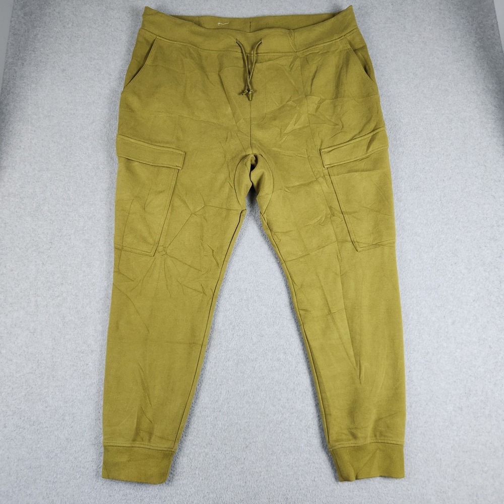 Original Use Jogger Pants Mens XL Olive Green Cargo Pants Drawstring Tapered Leg